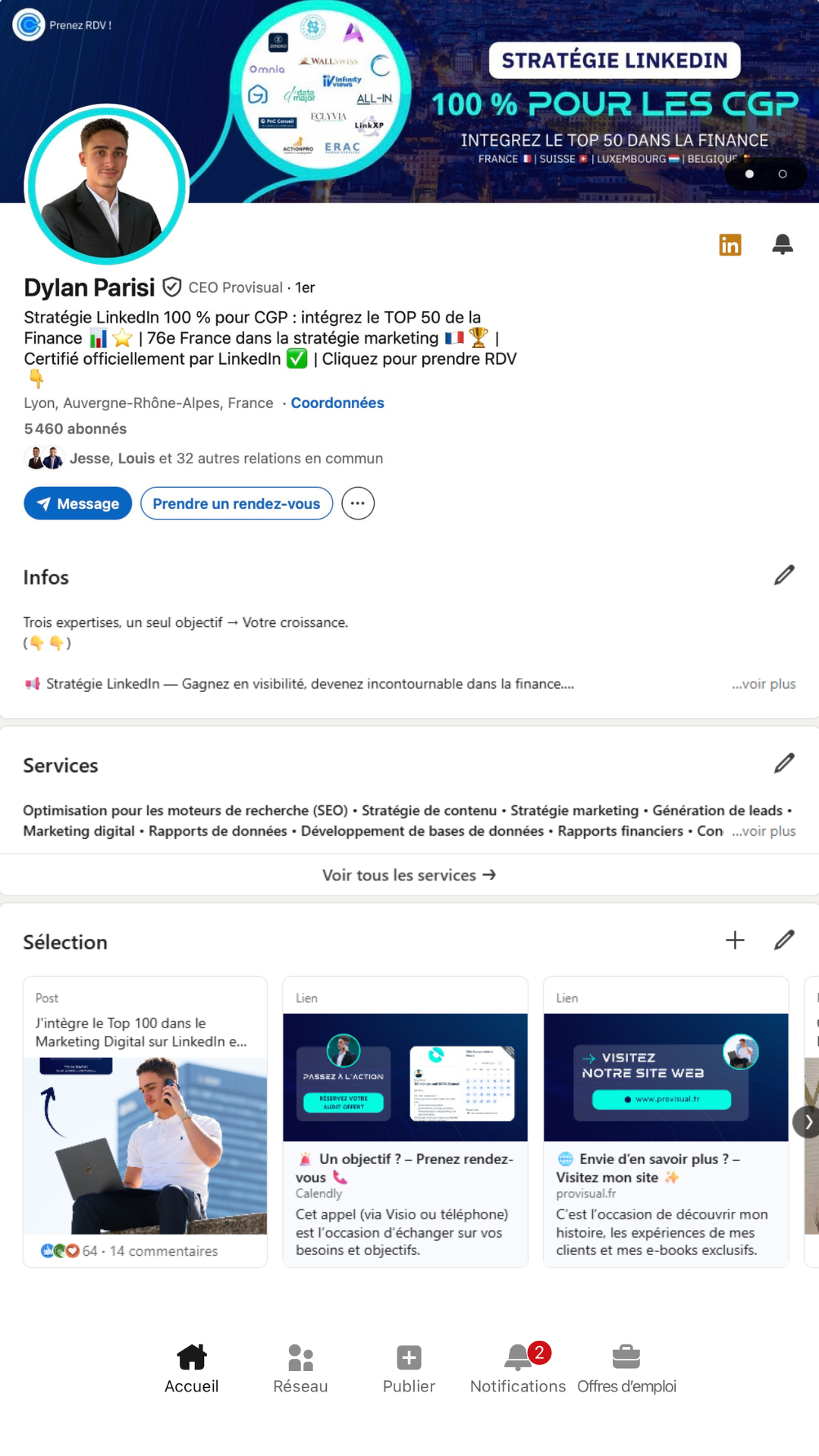 Profil LinkedIn Dylan Parisi